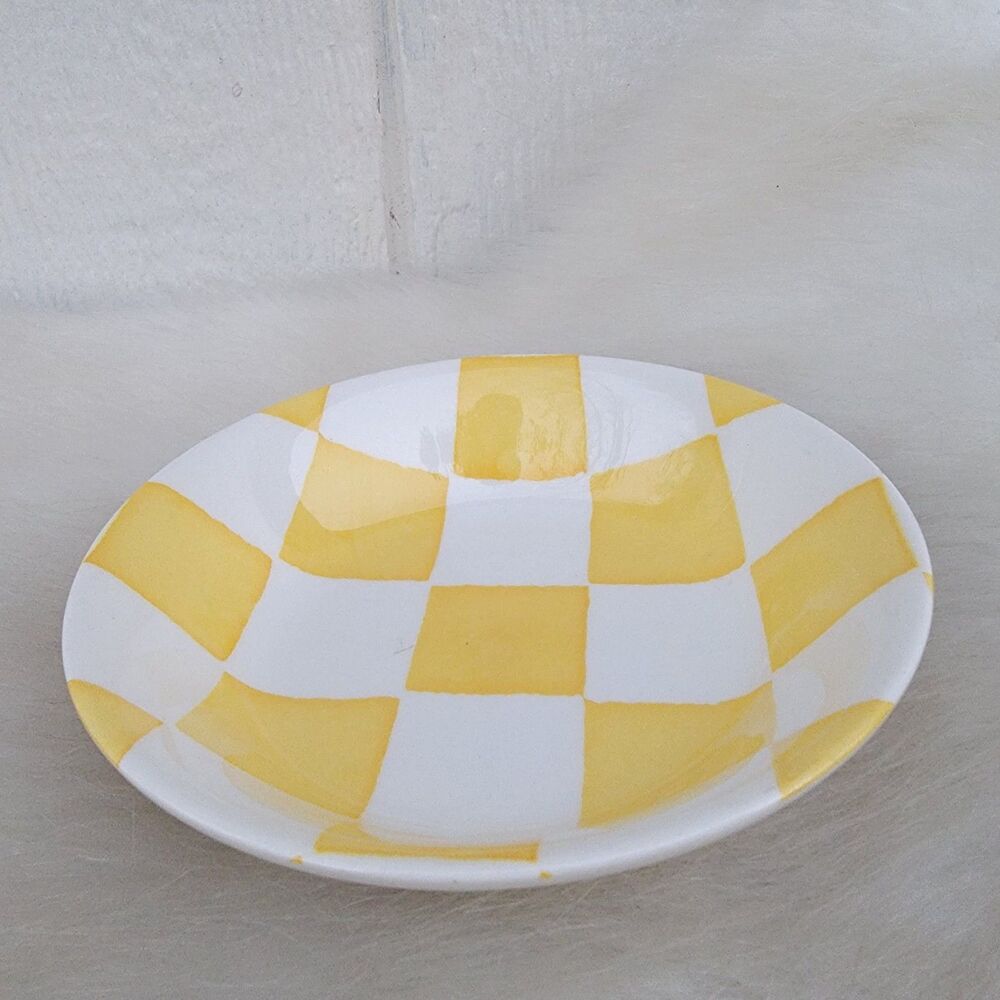 Royal Stafford chequers 1 yellow and white checkered bowl